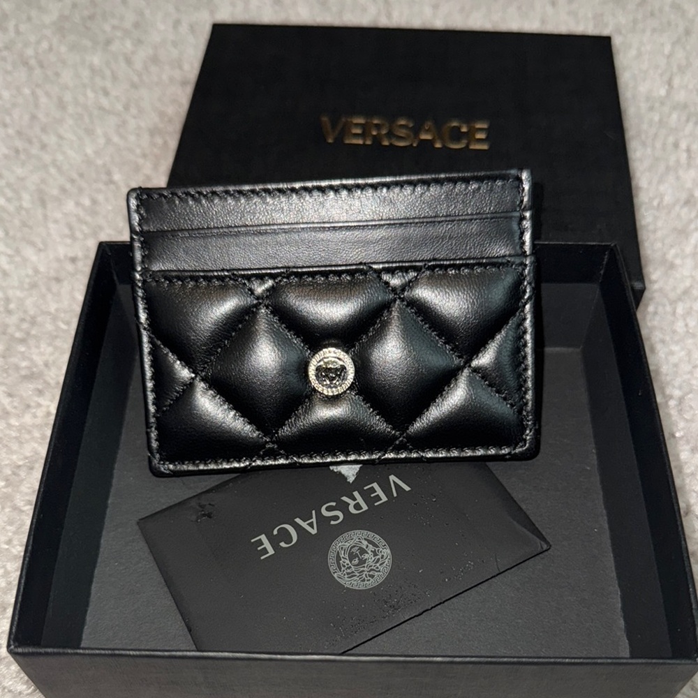 Versace Quilted Lamb Leather Card Case - Picture 3 of 10